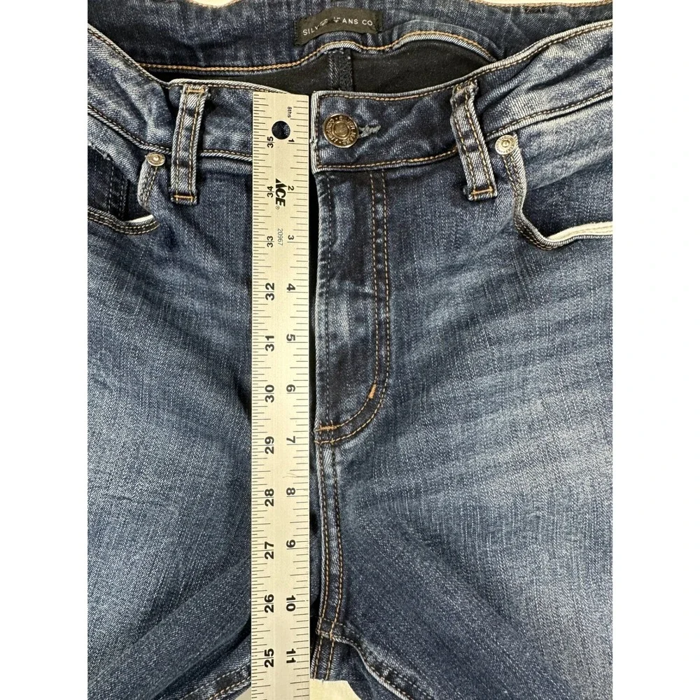 Silver Jeans Avery Skinny Denim Sz 32x29 Dark Faded Wash Indigo Stretch Mid Rise